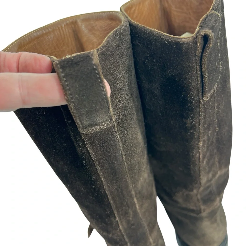 GUCCI Chocolate Brown Suede Biker Style Pull-on Low Heel Boots Size 8.5 - Picture 4 of 13